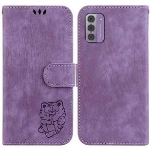 For Nokia G42 Little Tiger Embossed Leather Phone Case(Purple)