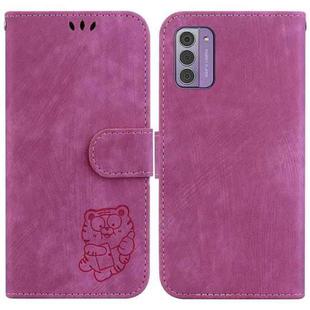 For Nokia G42 Little Tiger Embossed Leather Phone Case(Rose Red)