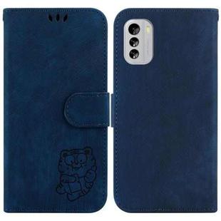 For Nokia G60 Little Tiger Embossed Leather Phone Case(Dark Blue)