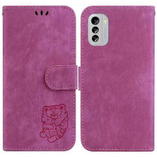 For Nokia G60 Little Tiger Embossed Leather Phone Case(Rose Red)