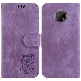 For Nokia G300 Little Tiger Embossed Leather Phone Case(Purple)