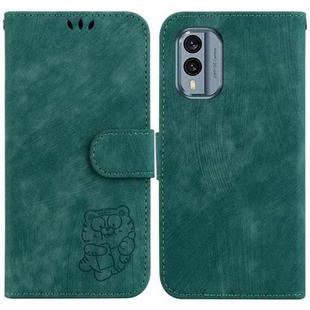 For Nokia X30 Little Tiger Embossed Leather Phone Case(Green)