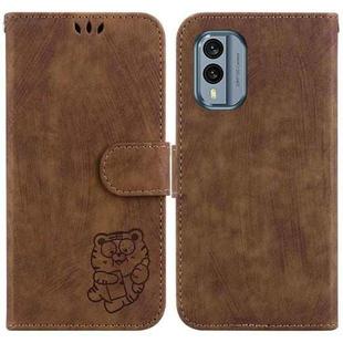 For Nokia X30 Little Tiger Embossed Leather Phone Case(Brown)