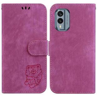For Nokia X30 Little Tiger Embossed Leather Phone Case(Rose Red)