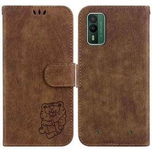 For Nokia XR21 Little Tiger Embossed Leather Phone Case(Brown)