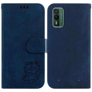 For Nokia XR21 Little Tiger Embossed Leather Phone Case(Dark Blue)