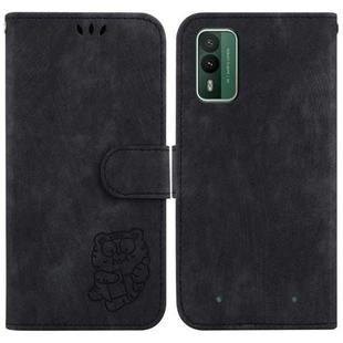 For Nokia XR21 Little Tiger Embossed Leather Phone Case(Black)