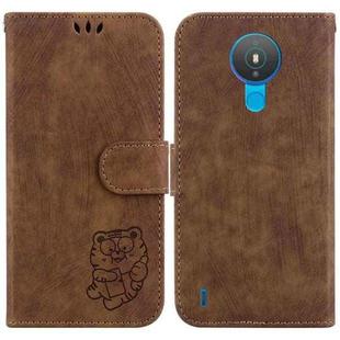 For Nokia 1.4 Little Tiger Embossed Leather Phone Case(Brown)