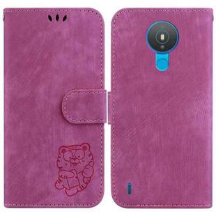 For Nokia 1.4 Little Tiger Embossed Leather Phone Case(Rose Red)