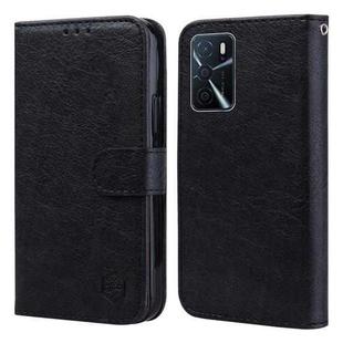 For OPPO A16 / A16S / A54S / A55 5G Skin Feeling Oil Leather Texture PU + TPU Phone Case(Black)