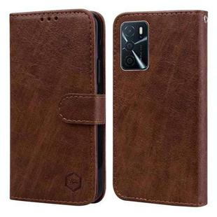 For OPPO A16 / A16S / A54S / A55 5G Skin Feeling Oil Leather Texture PU + TPU Phone Case(Brown)