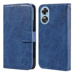 For OPPO A17 Skin Feeling Oil Leather Texture PU + TPU Phone Case(Dark Blue)