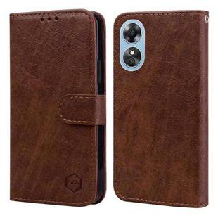 For OPPO A17 Skin Feeling Oil Leather Texture PU + TPU Phone Case(Brown)
