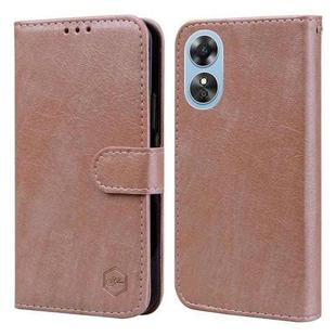 For OPPO A17 Skin Feeling Oil Leather Texture PU + TPU Phone Case(Champagne)