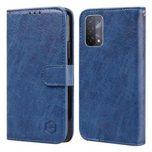 For OPPO A54 5G / A74 5G Skin Feeling Oil Leather Texture PU + TPU Phone Case(Dark Blue)