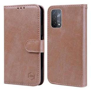 For OPPO A54 5G / A74 5G Skin Feeling Oil Leather Texture PU + TPU Phone Case(Champagne)
