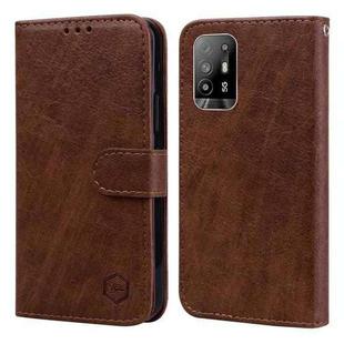 For OPPO A94 5G / A95 5G Skin Feeling Oil Leather Texture PU + TPU Phone Case(Brown)