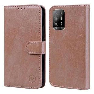 For OPPO A94 5G / A95 5G Skin Feeling Oil Leather Texture PU + TPU Phone Case(Champagne)