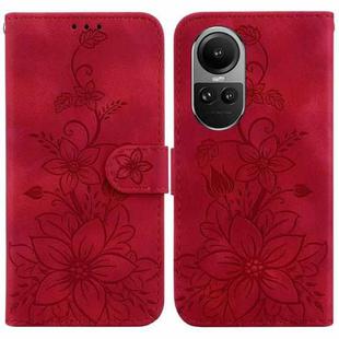 For OPPO Reno10 5G / Reno10 Pro Global Lily Embossed Leather Phone Case(Red)