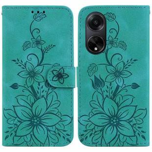 For OPPO A98 5G / F23 5G India Lily Embossed Leather Phone Case(Green)