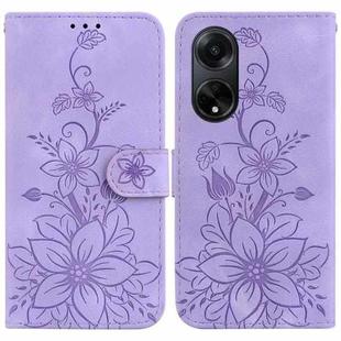 For OPPO A98 5G / F23 5G India Lily Embossed Leather Phone Case(Purple)