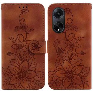 For OPPO A98 5G / F23 5G India Lily Embossed Leather Phone Case(Brown)