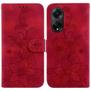 For OPPO A98 5G / F23 5G India Lily Embossed Leather Phone Case(Red)