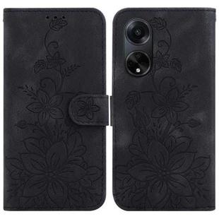 For OPPO A98 5G / F23 5G India Lily Embossed Leather Phone Case(Black)