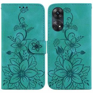 For OPPO Reno8 T 4G Lily Embossed Leather Phone Case(Green)