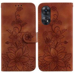 For OPPO Reno8 T 4G Lily Embossed Leather Phone Case(Brown)