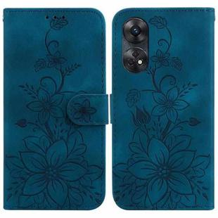 For OPPO Reno8 T 4G Lily Embossed Leather Phone Case(Dark Blue)