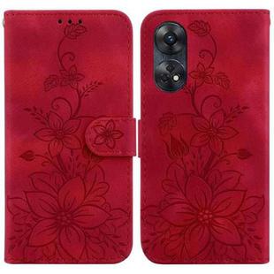 For OPPO Reno8 T 4G Lily Embossed Leather Phone Case(Red)