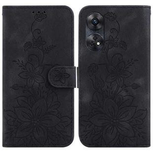 For OPPO Reno8 T 4G Lily Embossed Leather Phone Case(Black)