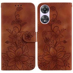 For OPPO A58 5G / A78 5G Lily Embossed Leather Phone Case(Brown)