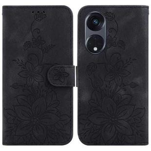 For OPPO Reno8 T 5G / A1 Pro 5G Lily Embossed Leather Phone Case(Black)