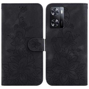 For OPPO A57 5G/A57 4G/A77 5G/K10 5G Lily Embossed Leather Phone Case(Black)