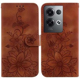 For OPPO Reno8 Pro 5G Lily Embossed Leather Phone Case(Brown)