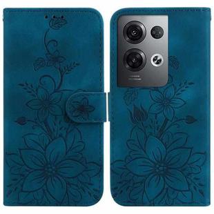 For OPPO Reno8 Pro 5G Lily Embossed Leather Phone Case(Dark Blue)