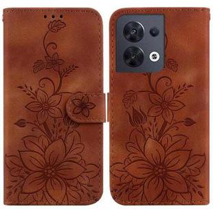 For OPPO Reno8 5G Lily Embossed Leather Phone Case(Brown)