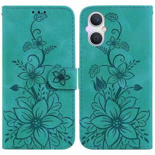 For OPPO A96 5G / Reno7 Z 5G Lily Embossed Leather Phone Case(Green)