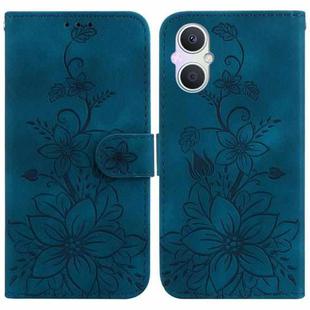 For OPPO A96 5G / Reno7 Z 5G Lily Embossed Leather Phone Case(Dark Blue)