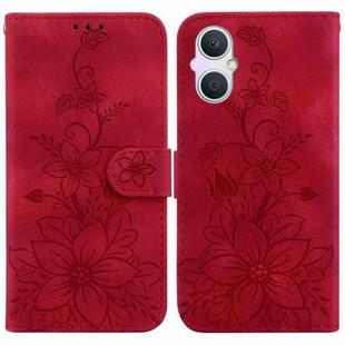 For OPPO A96 5G / Reno7 Z 5G Lily Embossed Leather Phone Case(Red)