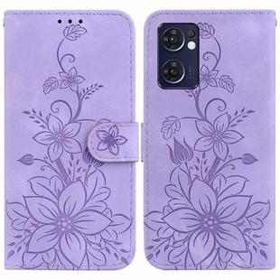 For OPPO Reno7 5G Global / Find X5 Lite Lily Embossed Leather Phone Case(Purple)