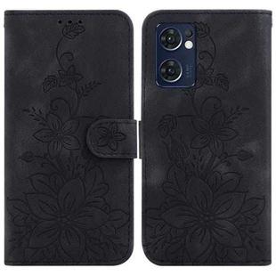 For OPPO Reno7 5G Global / Find X5 Lite Lily Embossed Leather Phone Case(Black)