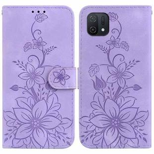 For OPPO A16K Lily Embossed Leather Phone Case(Purple)