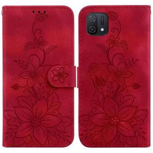 For OPPO A16K Lily Embossed Leather Phone Case(Red)