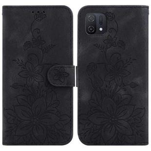 For OPPO A16K Lily Embossed Leather Phone Case(Black)