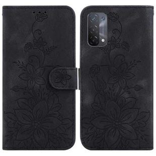 For OPPO A74 5G / A93 5G / A54 5G Lily Embossed Leather Phone Case(Black)