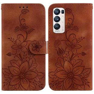For OPPO Find X3 Neo / Reno5 Pro+ 5G Lily Embossed Leather Phone Case(Brown)