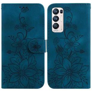 For OPPO Find X3 Neo / Reno5 Pro+ 5G Lily Embossed Leather Phone Case(Dark Blue)